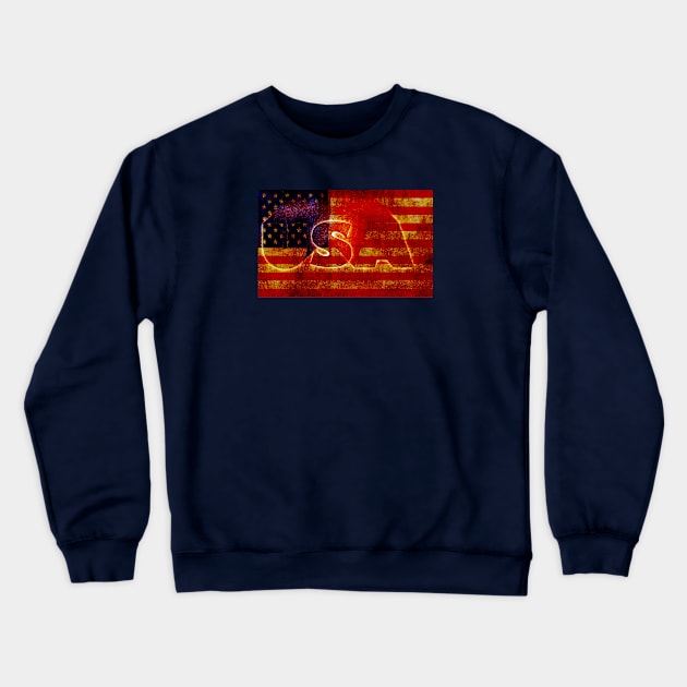 USA 3D Grunge Stars and Stripes Flag Crewneck Sweatshirt by KZK101